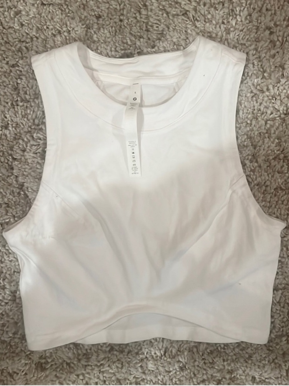 Lululemon White Cropped Tank Asymmetrical Tank size 8